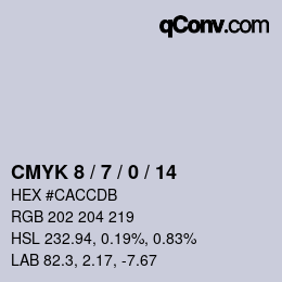 カラーコード: CMYK 8 / 7 / 0 / 14 | qconv.com