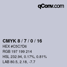 カラーコード: CMYK 8 / 7 / 0 / 16 | qconv.com