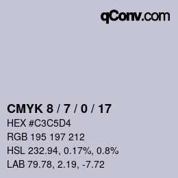 颜色代码: CMYK 8 / 7 / 0 / 17 | qconv.com