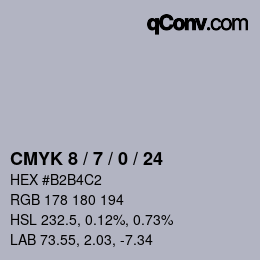 颜色代码: CMYK 8 / 7 / 0 / 24 | qconv.com