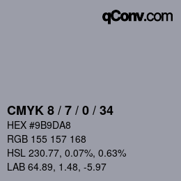Color code: CMYK 8 / 7 / 0 / 34 | qconv.com