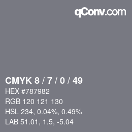 颜色代码: CMYK 8 / 7 / 0 / 49 | qconv.com
