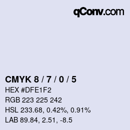 颜色代码: CMYK 8 / 7 / 0 / 5 | qconv.com