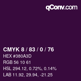Color code: CMYK 8 / 83 / 0 / 76 | qconv.com