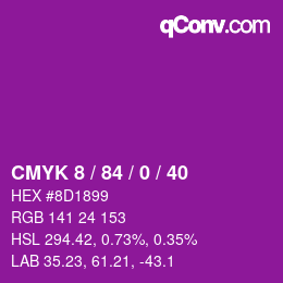 カラーコード: CMYK 8 / 84 / 0 / 40 | qconv.com