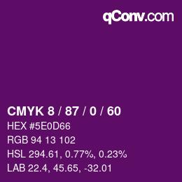 Color code: CMYK 8 / 87 / 0 / 60 | qconv.com
