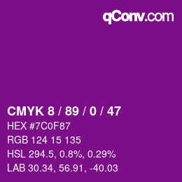 Color code: CMYK 8 / 89 / 0 / 47 | qconv.com