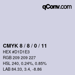 カラーコード: CMYK 8 / 8 / 0 / 11 | qconv.com