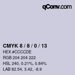 颜色代码: CMYK 8 / 8 / 0 / 13 | qconv.com