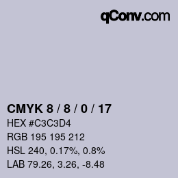 Color code: CMYK 8 / 8 / 0 / 17 | qconv.com