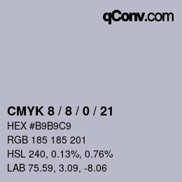 カラーコード: CMYK 8 / 8 / 0 / 21 | qconv.com