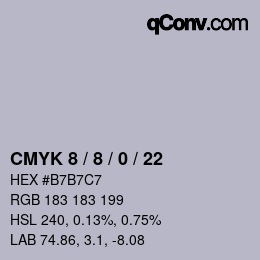 カラーコード: CMYK 8 / 8 / 0 / 22 | qconv.com