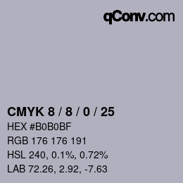 カラーコード: CMYK 8 / 8 / 0 / 25 | qconv.com