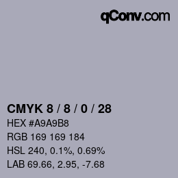 カラーコード: CMYK 8 / 8 / 0 / 28 | qconv.com
