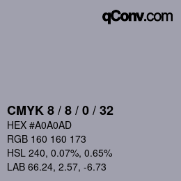 カラーコード: CMYK 8 / 8 / 0 / 32 | qconv.com