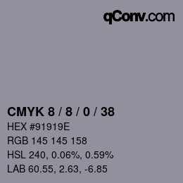 カラーコード: CMYK 8 / 8 / 0 / 38 | qconv.com