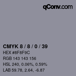 カラーコード: CMYK 8 / 8 / 0 / 39 | qconv.com