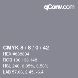 カラーコード: CMYK 8 / 8 / 0 / 42 | qconv.com
