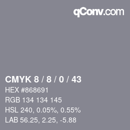 Color code: CMYK 8 / 8 / 0 / 43 | qconv.com