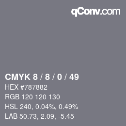 Color code: CMYK 8 / 8 / 0 / 49 | qconv.com