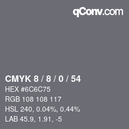 カラーコード: CMYK 8 / 8 / 0 / 54 | qconv.com