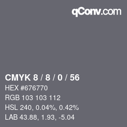 颜色代码: CMYK 8 / 8 / 0 / 56 | qconv.com