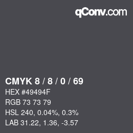 颜色代码: CMYK 8 / 8 / 0 / 69 | qconv.com