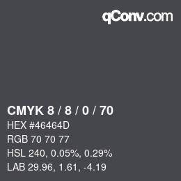 颜色代码: CMYK 8 / 8 / 0 / 70 | qconv.com