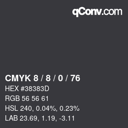 カラーコード: CMYK 8 / 8 / 0 / 76 | qconv.com