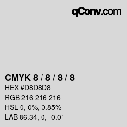 Farbcode: CMYK 8 / 8 / 8 / 8 | qconv.com