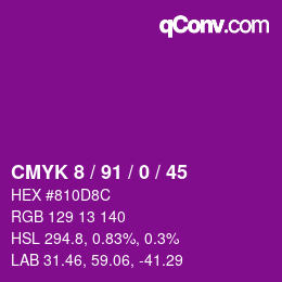 颜色代码: CMYK 8 / 91 / 0 / 45 | qconv.com