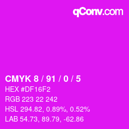 カラーコード: CMYK 8 / 91 / 0 / 5 | qconv.com