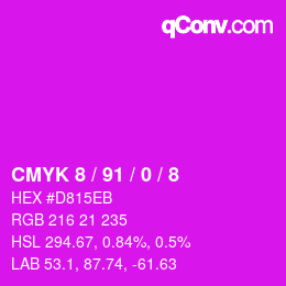 カラーコード: CMYK 8 / 91 / 0 / 8 | qconv.com