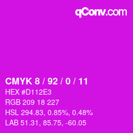 カラーコード: CMYK 8 / 92 / 0 / 11 | qconv.com