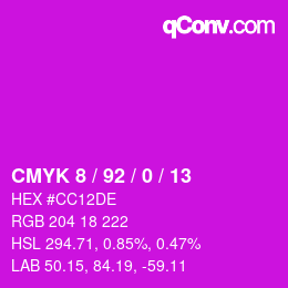 颜色代码: CMYK 8 / 92 / 0 / 13 | qconv.com