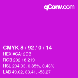 カラーコード: CMYK 8 / 92 / 0 / 14 | qconv.com
