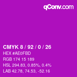 Color code: CMYK 8 / 92 / 0 / 26 | qconv.com