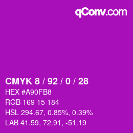 Color code: CMYK 8 / 92 / 0 / 28 | qconv.com