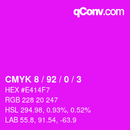 Color code: CMYK 8 / 92 / 0 / 3 | qconv.com