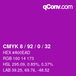 カラーコード: CMYK 8 / 92 / 0 / 32 | qconv.com