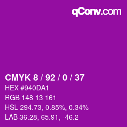 カラーコード: CMYK 8 / 92 / 0 / 37 | qconv.com