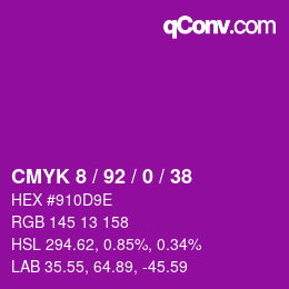 颜色代码: CMYK 8 / 92 / 0 / 38 | qconv.com