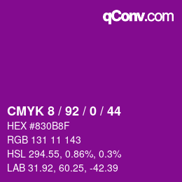 颜色代码: CMYK 8 / 92 / 0 / 44 | qconv.com