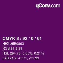 カラーコード: CMYK 8 / 92 / 0 / 61 | qconv.com