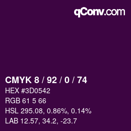 颜色代码: CMYK 8 / 92 / 0 / 74 | qconv.com