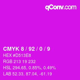 Farbcode: CMYK 8 / 92 / 0 / 9 | qconv.com
