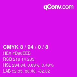 カラーコード: CMYK 8 / 94 / 0 / 8 | qconv.com