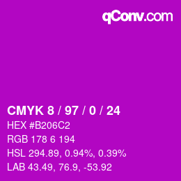 カラーコード: CMYK 8 / 97 / 0 / 24 | qconv.com