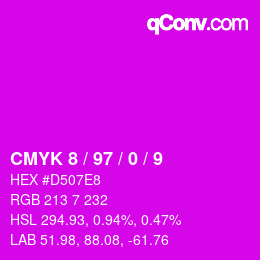 Farbcode: CMYK 8 / 97 / 0 / 9 | qconv.com