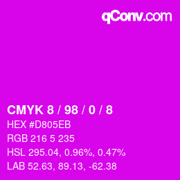 颜色代码: CMYK 8 / 98 / 0 / 8 | qconv.com